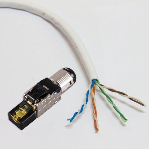 POPETPOP Cat8 Shielded Pass Through Rj45 Modular Ethernet Connector Plug, Tool-Free Crimp, Dustproof Network Cable Adapter for LAN and Server Use in Kuwait