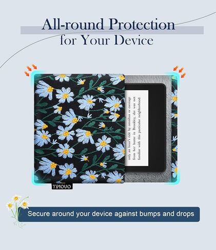 TiMOVO 6-7 Inch eReader Sleeve, Black&Blue Daisy in Kuwait
