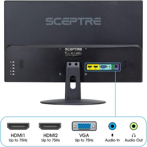 Sceptre E249W-19203R 24-inch FHD LED Gaming Monitor 2X HDMI VGA 75Hz Build-in Speakers, Machine Black in Kuwait