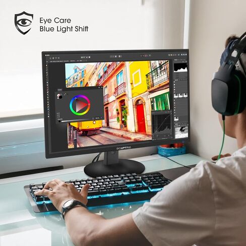 Sceptre E249W-19203R 24-inch FHD LED Gaming Monitor 2X HDMI VGA 75Hz Build-in Speakers, Machine Black in Kuwait