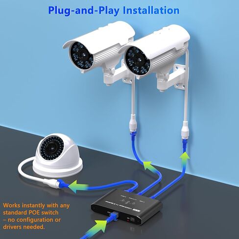 PoE Splitter 1 in 3 Out, Gigabit 3 Port PoE Switch, IEEE 802.3at/af Compliant, 30W per Port Power Over Ethernet Hub for IP Cameras/Access Points/VoIP Phones (328 Ft), Network Hub for Cat5e/6/7/8 Cable in Kuwait