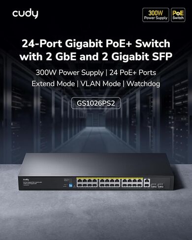 Cudy 26-Port Gigabit 24-Port PoE+ Unmanaged Ethernet Switch, GS1026PS2 in Kuwait