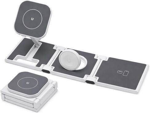 3 in 1 Foldable Magnetic Wireless Charger Dock -Charging Station for Apple Multiple Devices -Travel Charging Pad for iPhone 17 16 15 14 13 12 Pro Max Plus Watch & Airpods in Kuwait