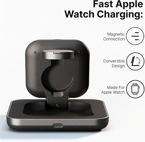 Zens Nightstand Charger Pro 2 | MagSafe Qi2 + Apple Watch Fast Charge | Wireless Charging Station | Standby Mode | iPhone 17/16/15/14/13/12 | 45W Adapter| Black in Kuwait