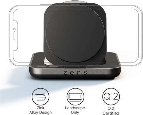 Zens Nightstand Charger Pro 2 | MagSafe Qi2 + Apple Watch Fast Charge | Wireless Charging Station | Standby Mode | iPhone 17/16/15/14/13/12 | 45W Adapter| Black in Kuwait