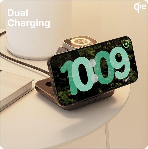 Zens Nightstand Charger Pro 2 | MagSafe Qi2 + Apple Watch Fast Charge | Wireless Charging Station | Standby Mode | iPhone 17/16/15/14/13/12 | 45W Adapter| Black in Kuwait