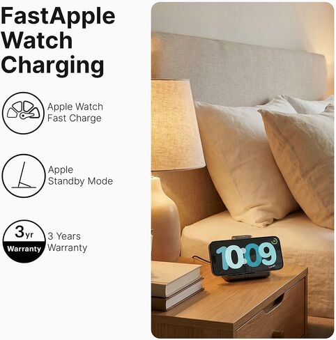 Zens Nightstand Charger Pro 2 | MagSafe Qi2 + Apple Watch Fast Charge | Wireless Charging Station | Standby Mode | iPhone 17/16/15/14/13/12 | 45W Adapter| Black in Kuwait