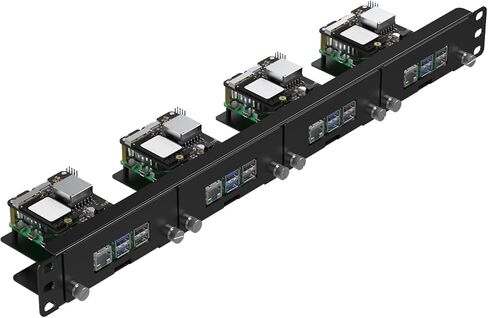 UCTRONICS Front Removable 1U Rack Mount with PoE Functionality, 19" Raspberry Pi 5 NVMe Rack with PCIe M.2 NVMe (2230/2242), IEEE 802.3af/at PoE+ in Kuwait