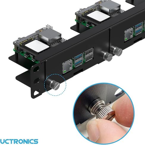 UCTRONICS Front Removable 1U Rack Mount with PoE Functionality, 19" Raspberry Pi 5 NVMe Rack with PCIe M.2 NVMe (2230/2242), IEEE 802.3af/at PoE+ in Kuwait