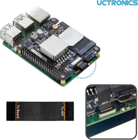 UCTRONICS Front Removable 1U Rack Mount with PoE Functionality, 19" Raspberry Pi 5 NVMe Rack with PCIe M.2 NVMe (2230/2242), IEEE 802.3af/at PoE+ in Kuwait