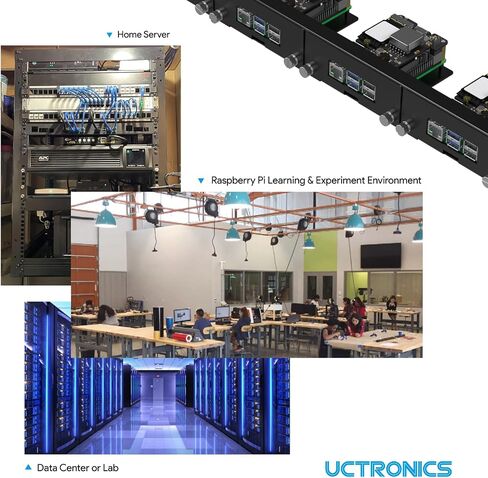 UCTRONICS Front Removable 1U Rack Mount with PoE Functionality, 19" Raspberry Pi 5 NVMe Rack with PCIe M.2 NVMe (2230/2242), IEEE 802.3af/at PoE+ in Kuwait