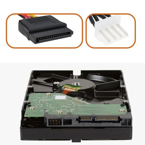 2Pcs 15 Pin SATA Male to 4 Pin PWM 83918 Floppy Power Connector Cable 20AWG 15CM Compatible with SATA Hard Drives in Kuwait