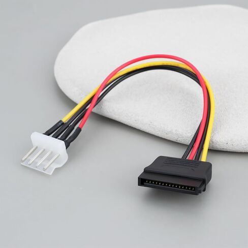 2Pcs 15 Pin SATA Male to 4 Pin PWM 83918 Floppy Power Connector Cable 20AWG 15CM Compatible with SATA Hard Drives in Kuwait