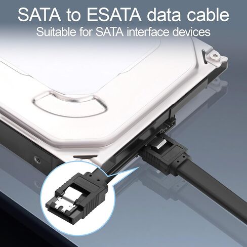 SATA to eSATA Cable, Copper Core with Locking Latch, 6Gbps SATA III Data Transfer Cord for HDD SSD Hard Drive Enclosure, External SATA to eSATA Converter Cable 100cm/3.3ft(2 Pack) in Kuwait
