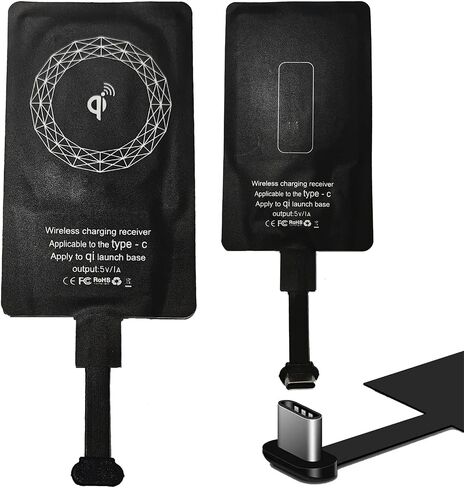 XYX Type C Qi Wireless Charger Receiver Charging Adapter Compatible with Samsung Motorola Google Honor Oppo Nokia All Android Device Type-C in Kuwait