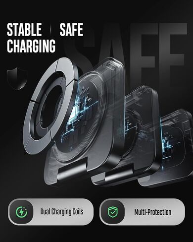 Foldable 3 in 1 Wireless Charging Station for Samsung, KU XIU X55 Ultra Magnetic Travel Charger Stand for Galaxy S24 Ultra S23 S22 Note 20 Z Fold Flip 6 5, Galaxy Watch Ultra 7 6 5, Galaxy Buds, Black in Kuwait