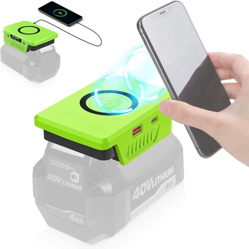 Wireless Charger for Ryobi 40V Battery,15W Max Wireless Charging Adapter for Cell Phone with USB and Type C Ports in Kuwait