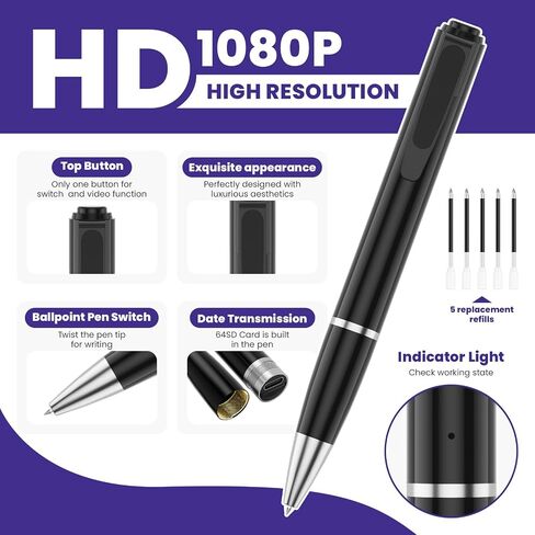 1080P Mini Camera Spy Pen with 64GB in Kuwait
