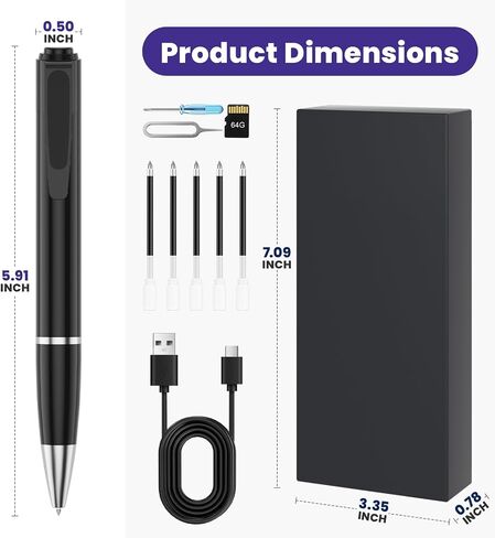 1080P Mini Camera Spy Pen with 64GB in Kuwait