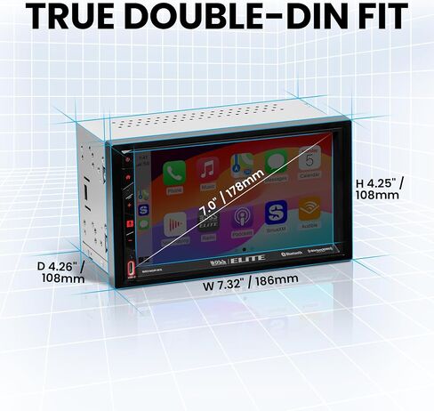 BOSS Audio Systems Elite BE7ACP.WX Double DIN Car Stereo Wireless Apple CarPlay Android Auto, 7 Inch Touchscreen, Sirius XM-Ready, Bluetooth (Renewed) in Kuwait