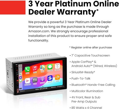 BOSS Audio Systems Elite BE7ACP.WX Double DIN Car Stereo Wireless Apple CarPlay Android Auto, 7 Inch Touchscreen, Sirius XM-Ready, Bluetooth (Renewed) in Kuwait