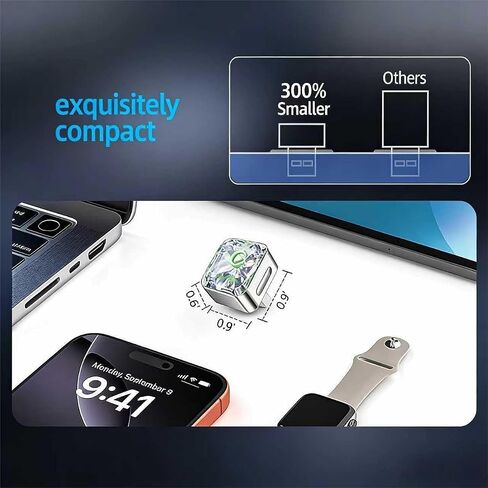 Wireless Apple CarPlay Adapter, 5.8G Quad-Core Chip No Latency, Aerospace Silicone Cooling, Zn-Alloy & Diamond Panel, Plug & Play Wired to Wireless CarPlay Adapter in Kuwait