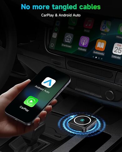Wireless CarPlay and Android Auto Adapter, USB-A/C, 2-in-1 Compact Auto Kit in Kuwait