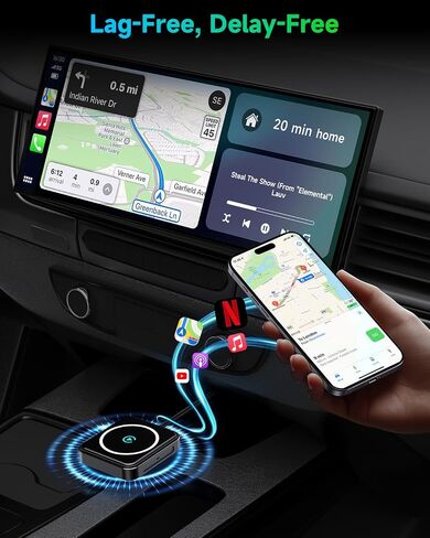 Wireless CarPlay and Android Auto Adapter, USB-A/C, 2-in-1 Compact Auto Kit in Kuwait