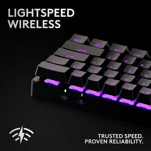 Logitech G PRO X 60 Lightspeed Wireless Gaming Keyboard, Ultra Compact TKL 60% Mechanical Keyboard for Windows PC, LIGHTSYNC RGB, Dual-Shot PBT Keycaps, GX Optical Tactile Switches - Black (Renewed) in Kuwait