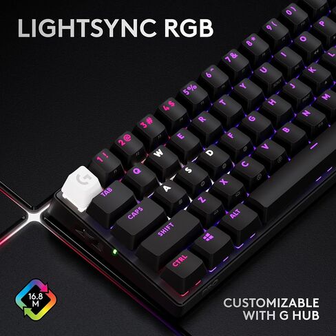 Logitech G PRO X 60 Lightspeed Wireless Gaming Keyboard, Ultra Compact TKL 60% Mechanical Keyboard for Windows PC, LIGHTSYNC RGB, Dual-Shot PBT Keycaps, GX Optical Tactile Switches - Black (Renewed) in Kuwait