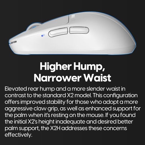 Pulsar Gaming Gears X2H Wireless Gaming Mouse, Ultra Lightweight 1.90 oz (54 g), Symmetrical, Optical Switch, 2.4 Ghz 1 ms, 26000 DPI, PAW3395 Sensor (Medium, Wireless, White) in Kuwait