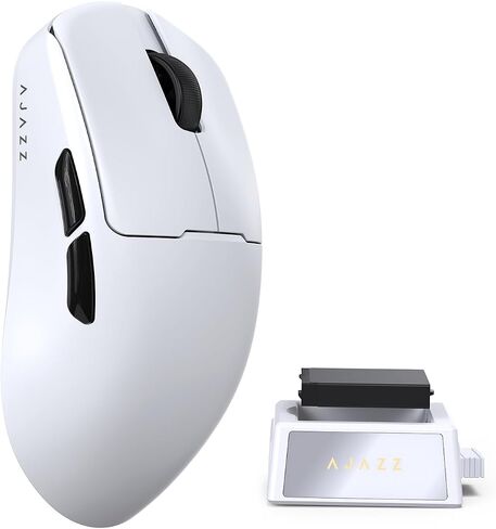 AJAZZ AJ159V2 Swappable Battery Wireless Gaming Mouse with 54g Ultra-light, Max to 32000 DPI, PixArt PAW3395, 300mAh Battery, Wired/2.4GHz Wireless/BT5.0, Ergonomic Mouse for Laptop/PC/MAC Black in Saudi Arabia