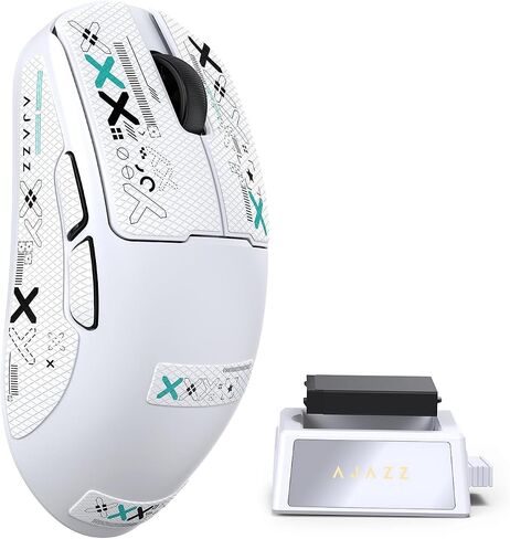 AJAZZ AJ159V2 Swappable Battery Wireless Gaming Mouse with 54g Ultra-light, Max to 32000 DPI, PixArt PAW3395, 300mAh Battery, Wired/2.4GHz Wireless/BT5.0, Ergonomic Mouse for Laptop/PC/MAC Black in Saudi Arabia