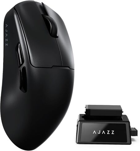AJAZZ AJ159V2 Swappable Battery Wireless Gaming Mouse with 54g Ultra-light, Max to 32000 DPI, PixArt PAW3395, 300mAh Battery, Wired/2.4GHz Wireless/BT5.0, Ergonomic Mouse for Laptop/PC/MAC Black in Saudi Arabia