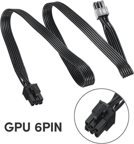 PCIe 6Pin to 6Pin GPU Power Supply Cable - 30/50/70CM Universal Male to Male Flat Cord for Gaming PSUs in Kuwait