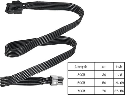 PCIe 6Pin to 6Pin GPU Power Supply Cable - 30/50/70CM Universal Male to Male Flat Cord for Gaming PSUs in Kuwait