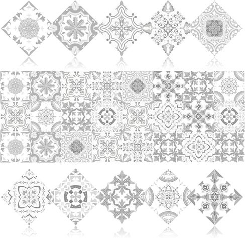 24 PCS Bohemian Floral PVC Peel and Stick Tile Stickers in Kuwait