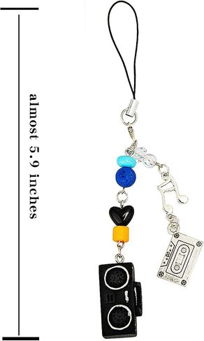 3 pcs Y2K Cute Cell Phone Charm Accessories Aesthetic Music Art Guitar Microphone Bead,Keychain Bag Decor Strap for Women Girl in Kuwait