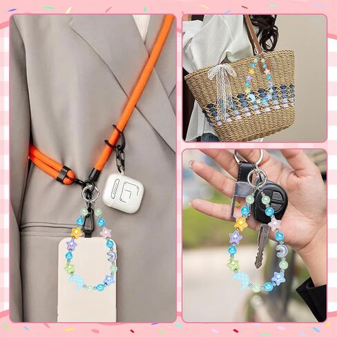 Ornaland Cute Beaded Phone Wrist Strap Acrylic Cell Phone Charm Wristlet Moon and Five Pointed Star Suitable for Camera Keychains Bags Wallets and Pendant Decorations in Kuwait