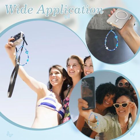 3Pcs Beaded Phone Charm Blue Evil Eye Phone Charm Strap Evil Eye Lanyard Wrist Strap Cellphone Pendants Accessories Lanyards String for Phones Bag Keychain Airpods Camera Wallet Decor in Kuwait