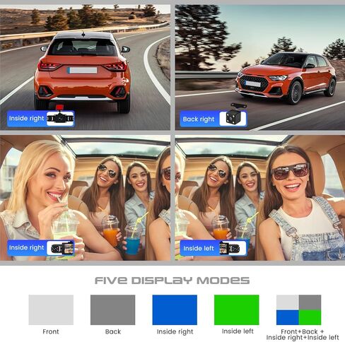 Dash Cam Front and Rear, 1080P Dash Camera for Cars, 4 Channel Car Camera Front Rear and Inside with Loop Recording, Night Vision Motion Detection in Kuwait