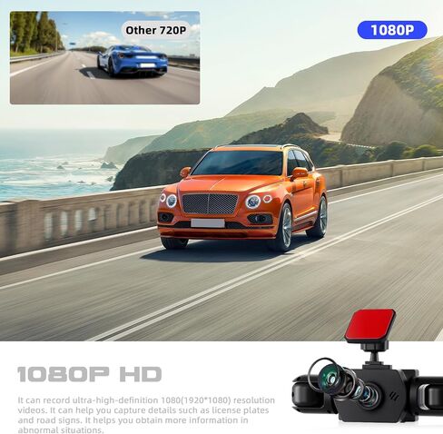 Dash Cam Front and Rear, 1080P Dash Camera for Cars, 4 Channel Car Camera Front Rear and Inside with Loop Recording, Night Vision Motion Detection in Kuwait