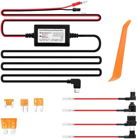 9.68Ft Dash Cam Hardwire Kit USB C,12V-30V to 5V Hardwire Kit for Dash Camera for Cars with Low Voltage Protection,Dashcam Hardwires Kits USB C with Car Fuse Tap/5A Blade Fuse in Kuwait