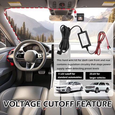 9.68Ft Dash Cam Hardwire Kit USB C,12V-30V to 5V Hardwire Kit for Dash Camera for Cars with Low Voltage Protection,Dashcam Hardwires Kits USB C with Car Fuse Tap/5A Blade Fuse in Kuwait