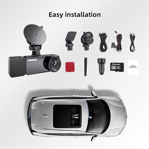 3 Channel Dash Cam Front and Rear Inside, Triple Dash Camera for Cars, 2.5K UHD Vital Dash Cam, 3.18" IPS Large Screen, IR Night Vision, 24/7 Recording Parking Mode Monitor, Free 64G SD Card in Kuwait