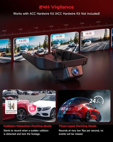 4K Dash Cam Fit for Toyota Tacoma 2018-2023, 64G SD Card Included in Kuwait