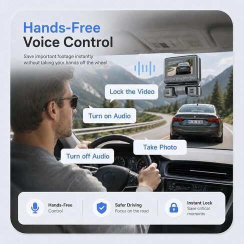 4K 4 Channel Dash Cam Front and Rear Inside Left Right, 360° View Wireless Car Dash Camera with Night Vision GPS Voice Control, 24H Parking Mode Car Security Camera, Free 64GB Micro SD Card in Kuwait
