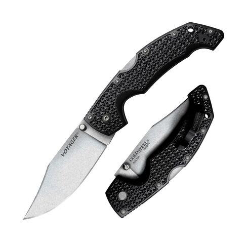Cold Steel Voyager Large 4" AUS10A Clip Point Razor-Sharp Blade 5.25" Griv-Ex Handle Everyday Carry Tactical Folding Knife, Boxed in Kuwait