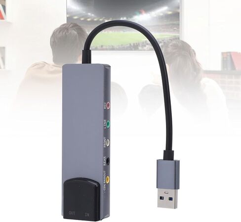 External Sound Card, 5.1 7.1 Channel Noise Reduction USB Audio Adapter with Optical Input Output, for 98 7 8 Vista in Kuwait