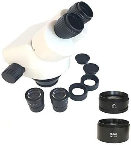 Black Binocular Stereo Microscope, 7-45X, Industrial Microscope, Zoom Magnification Head, WD165, 0.5 x 2.0 x 1 Protective Glass (Color : 7 x 45 x White) (3.5 x 90 x White) in Kuwait